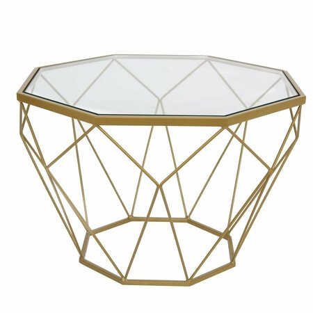 KD AMERICANA 15 x 21.5 x 21.5 in. Malibu Modern Octagon Glass Top Coffee Table with Gold Chrome Base, Gold KD2445264